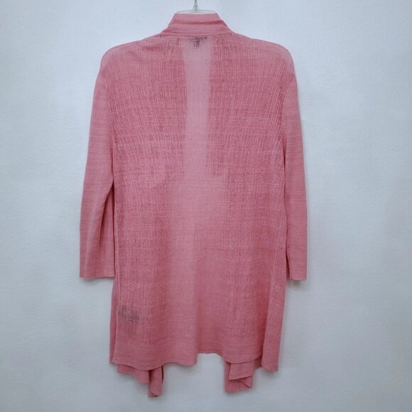 Lafayette 148 Long Open Front Linen Blend Lightweight Breezy Pink Cardigan M - Picture 6 of 14